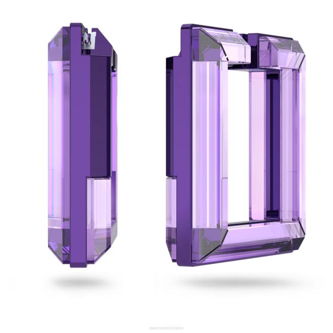 Swarovski DV4B882 gioielleria forma quadrata, viola orecchini a cerchio lucenti