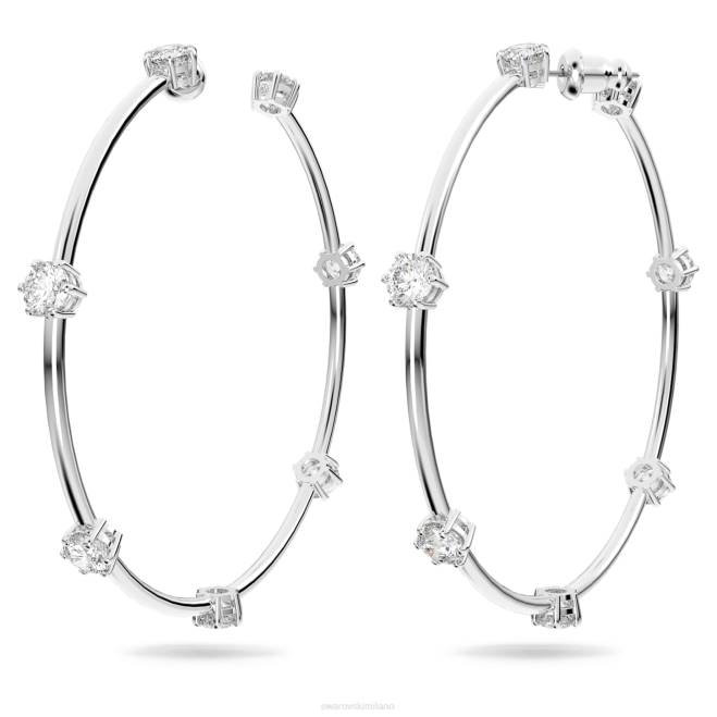 Swarovski DV4B885 gioielleria taglio rotondo, bianco, placcato rodio orecchini a cerchio costellazione