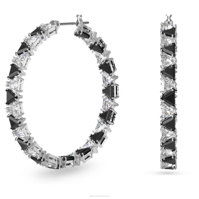 Swarovski DV4B886 gioielleria taglio a triangolo, nero, placcato rodio orecchini a cerchio di ortice