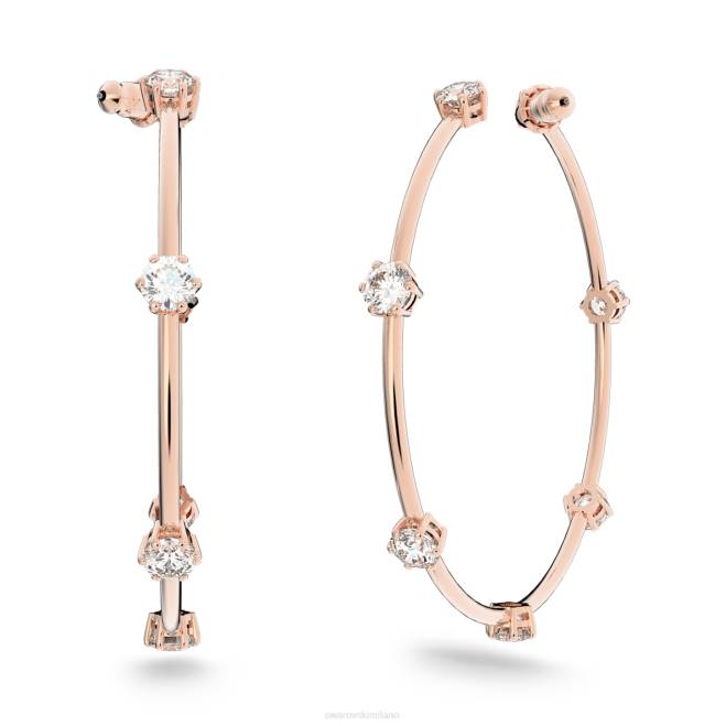 Swarovski DV4B889 gioielleria taglio rotondo, bianco, placcato tonalità oro rosa orecchini a cerchio costellazione