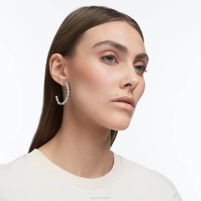 Swarovski DV4B892 gioielleria tagli misti, bianchi, rodiati orecchini a cerchio deluxe da tennis
