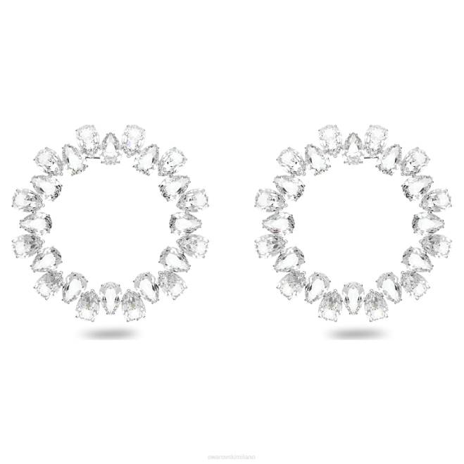 Swarovski DV4B896 gioielleria taglio a pera, bianco, placcato rodio orecchini a cerchio millenari