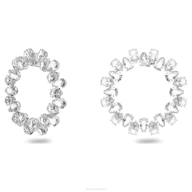 Swarovski DV4B896 gioielleria taglio a pera, bianco, placcato rodio orecchini a cerchio millenari