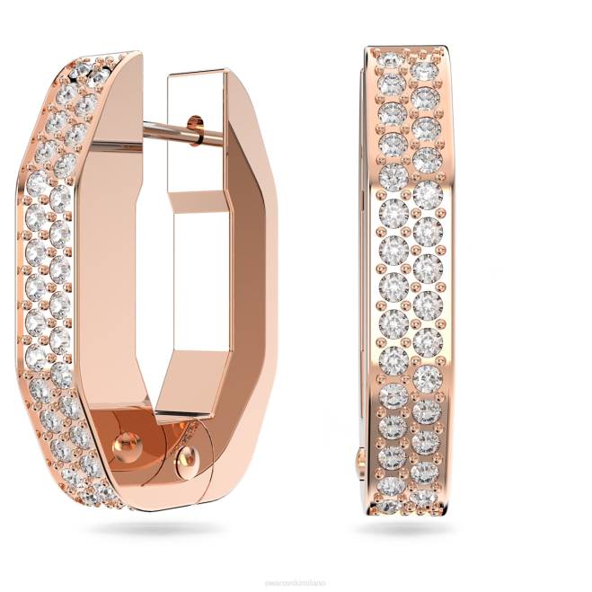 Swarovski DV4B898 gioielleria forma ottagonale, bianco, placcato tonalità oro rosa orecchini a cerchio dextera
