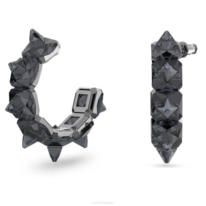 Swarovski DV4B900 gioielleria taglio piramidale, grigio, placcato rutenio orecchini a cerchio di ortice