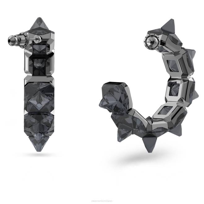 Swarovski DV4B900 gioielleria taglio piramidale, grigio, placcato rutenio orecchini a cerchio di ortice