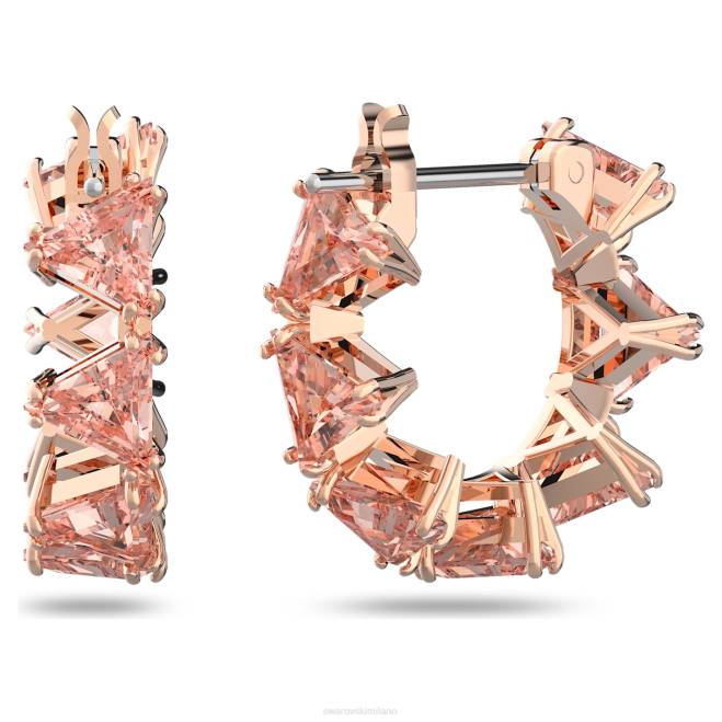 Swarovski DV4B916 gioielleria taglio a triangolo, rosa, placcato tonalità oro rosa orecchini a cerchio di ortice