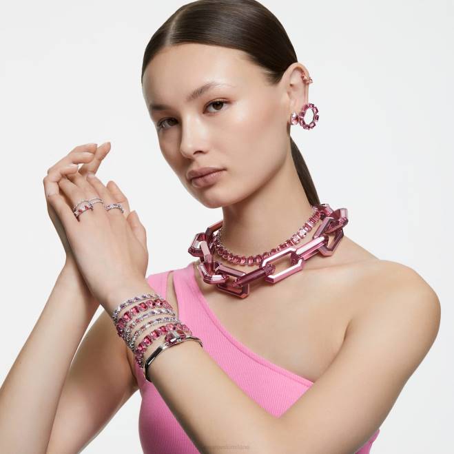 Swarovski DV4B916 gioielleria taglio a triangolo, rosa, placcato tonalità oro rosa orecchini a cerchio di ortice
