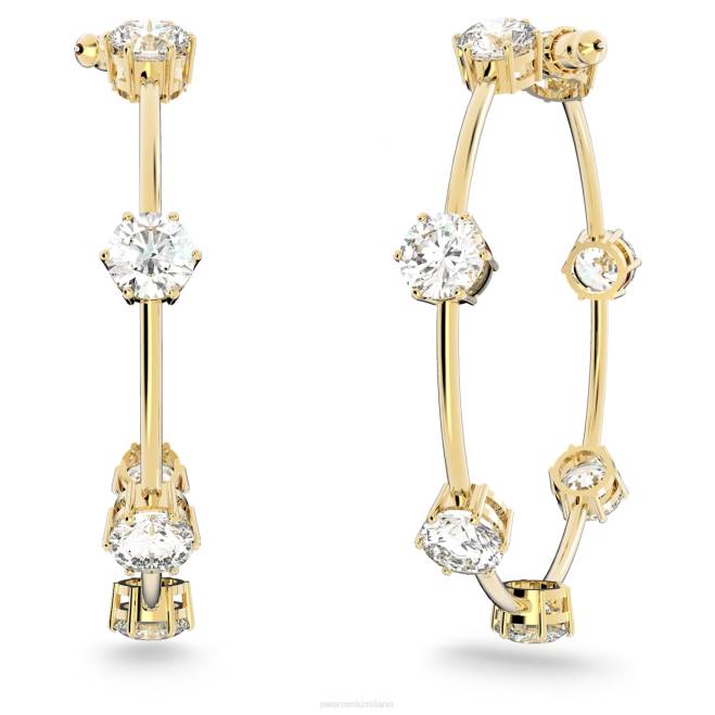 Swarovski DV4B917 gioielleria taglio rotondo, bianco, placcato oro lucido orecchini a cerchio costellazione