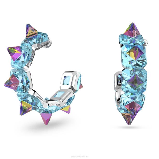 Swarovski DV4B918 gioielleria taglio piramidale, blu, placcato rodio orecchini a cerchio di ortice