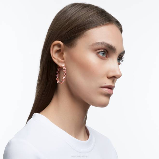 Swarovski DV4B919 gioielleria taglio a triangolo, rosa, placcato tonalità oro rosa orecchini a cerchio di ortice
