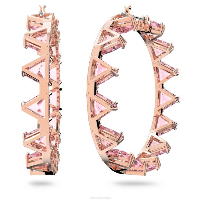 Swarovski DV4B919 gioielleria taglio a triangolo, rosa, placcato tonalità oro rosa orecchini a cerchio di ortice