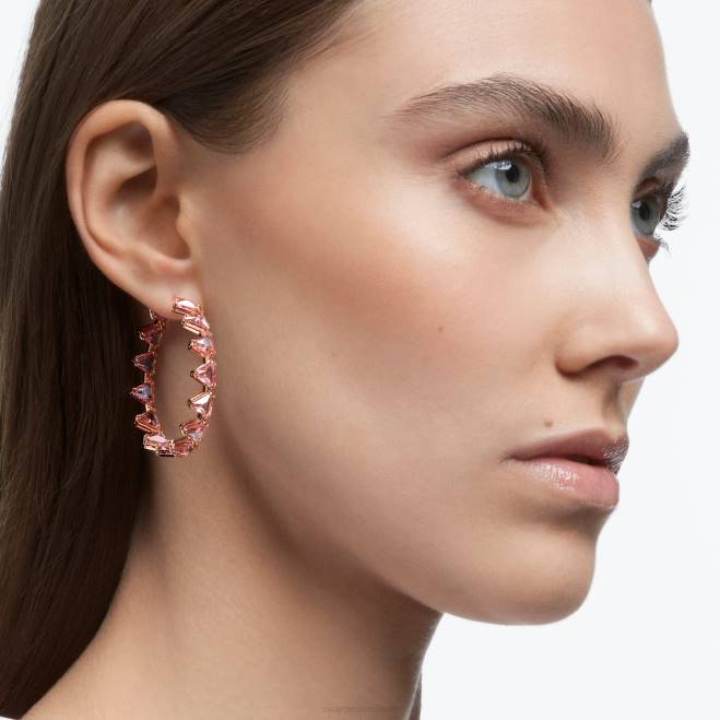 Swarovski DV4B919 gioielleria taglio a triangolo, rosa, placcato tonalità oro rosa orecchini a cerchio di ortice