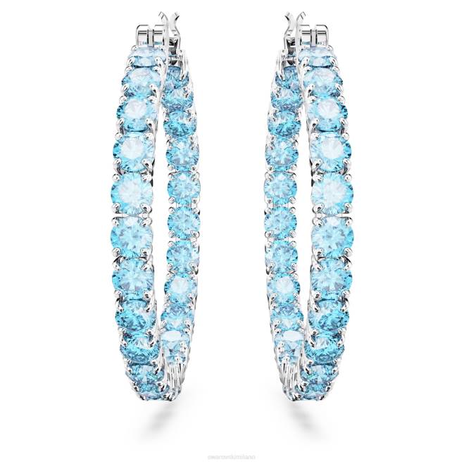 Swarovski DV4B923 gioielleria taglio rotondo, blu, placcato rodio orecchini a cerchio Matrix