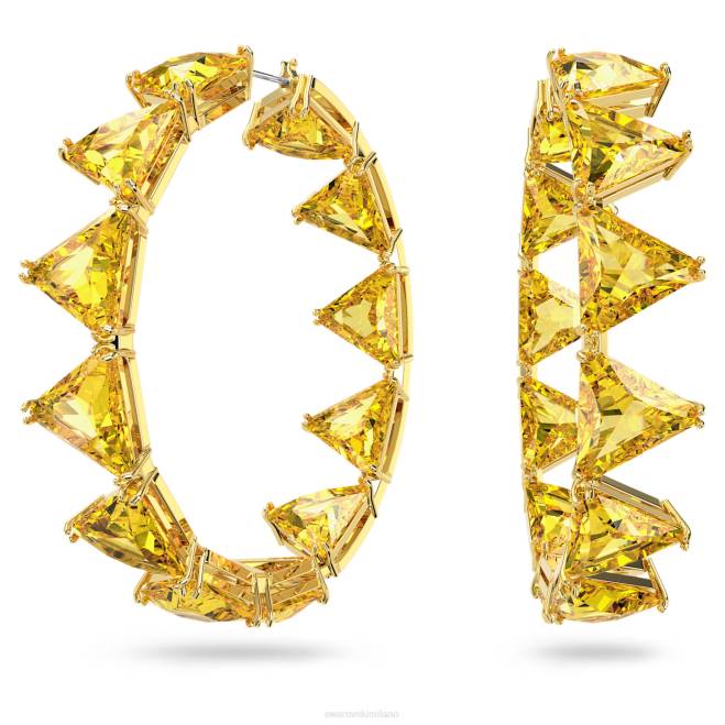 Swarovski DV4B924 gioielleria taglio a triangolo, giallo, placcato color oro orecchini a cerchio di ortice
