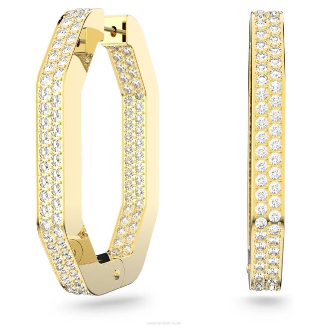 Swarovski DV4B925 gioielleria forma ottagonale, bianco, placcato color oro orecchini a cerchio dextera