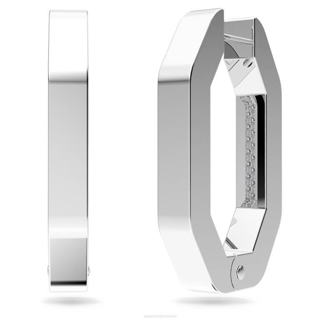 Swarovski DV4B926 gioielleria forma ottagonale, bianco, placcato rodio orecchini a cerchio dextera