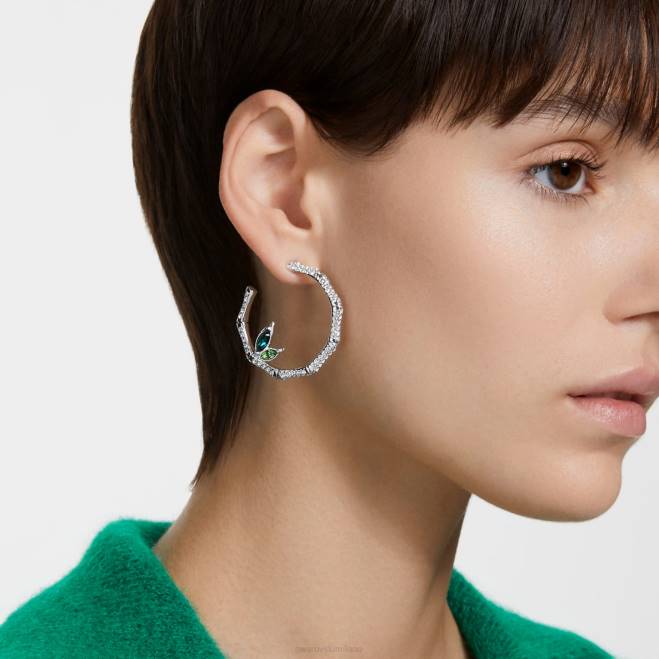 Swarovski DV4B929 gioielleria bambù, verde, placcato rodio orecchini a cerchio delio
