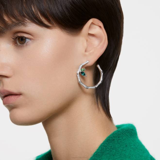 Swarovski DV4B929 gioielleria bambù, verde, placcato rodio orecchini a cerchio delio