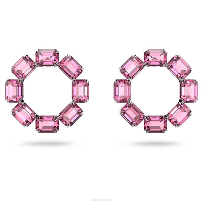 Swarovski DV4B936 gioielleria taglio ottagonale, rosa, placcato rodio orecchini a cerchio millenari