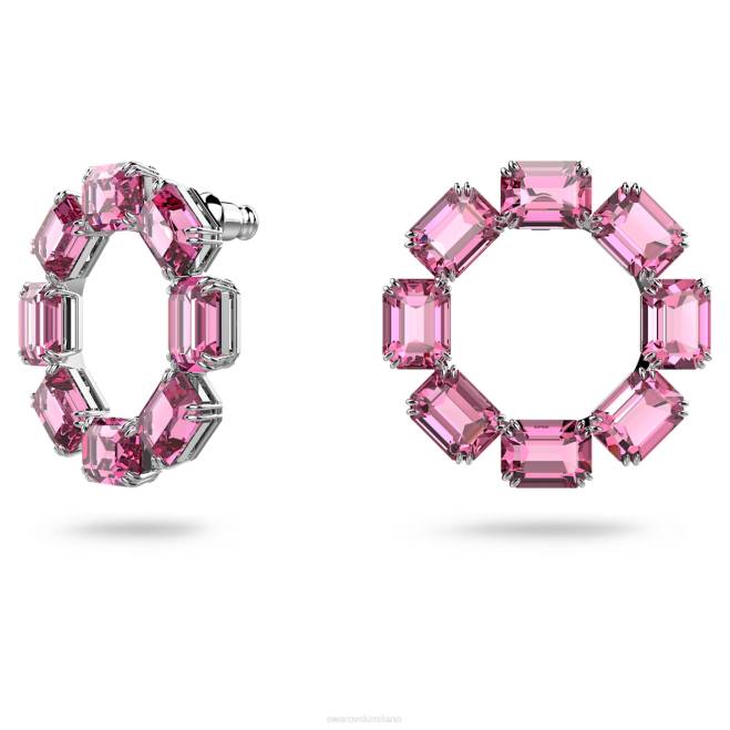 Swarovski DV4B936 gioielleria taglio ottagonale, rosa, placcato rodio orecchini a cerchio millenari