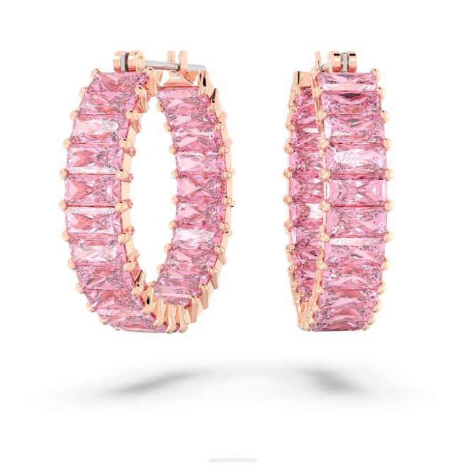 Swarovski DV4B937 gioielleria taglio baguette, rosa, placcato tonalità oro rosa orecchini a cerchio Matrix