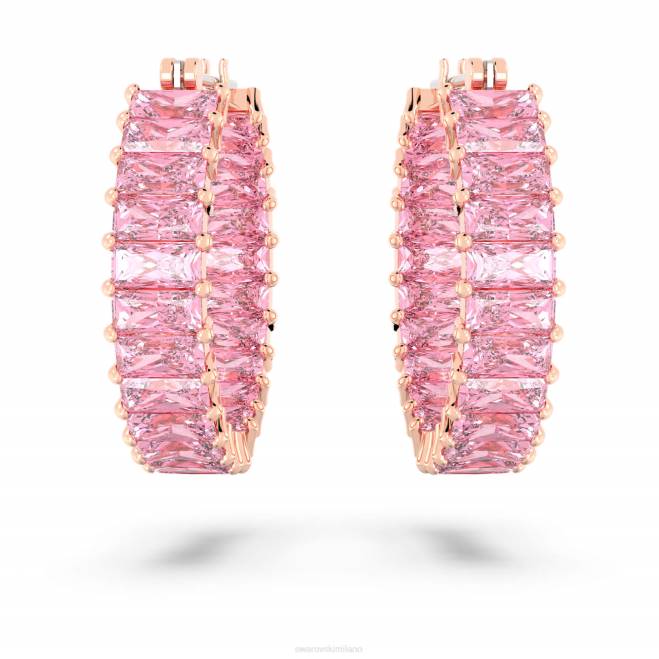 Swarovski DV4B937 gioielleria taglio baguette, rosa, placcato tonalità oro rosa orecchini a cerchio Matrix