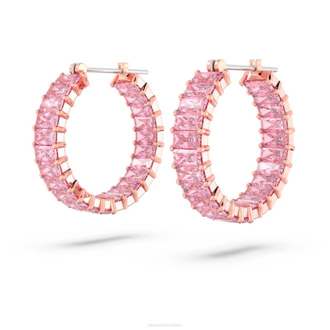 Swarovski DV4B937 gioielleria taglio baguette, rosa, placcato tonalità oro rosa orecchini a cerchio Matrix