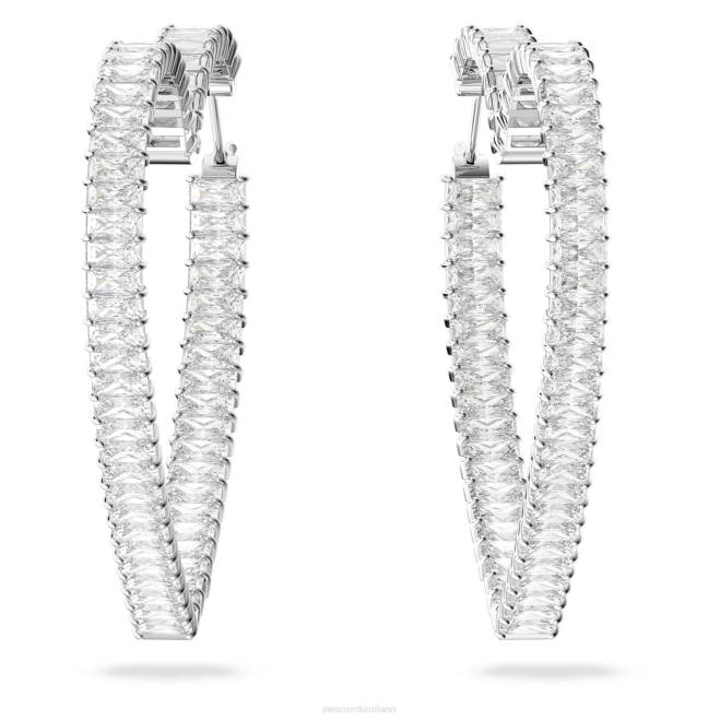Swarovski DV4B938 gioielleria cuore, bianco, placcato rodio orecchini a cerchio Matrix