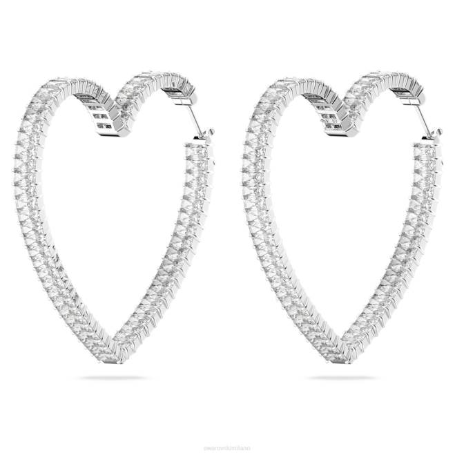 Swarovski DV4B938 gioielleria cuore, bianco, placcato rodio orecchini a cerchio Matrix