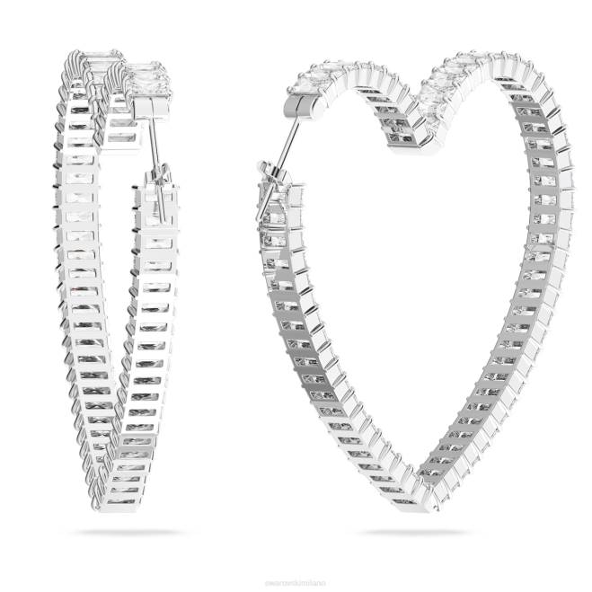 Swarovski DV4B938 gioielleria cuore, bianco, placcato rodio orecchini a cerchio Matrix