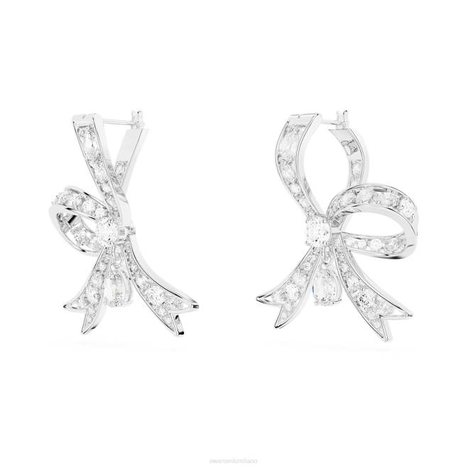 Swarovski DV4B709 gioielleria fiocco, bianco, placcato rodio orecchini pendenti Volta