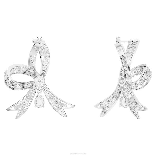 Swarovski DV4B709 gioielleria fiocco, bianco, placcato rodio orecchini pendenti Volta