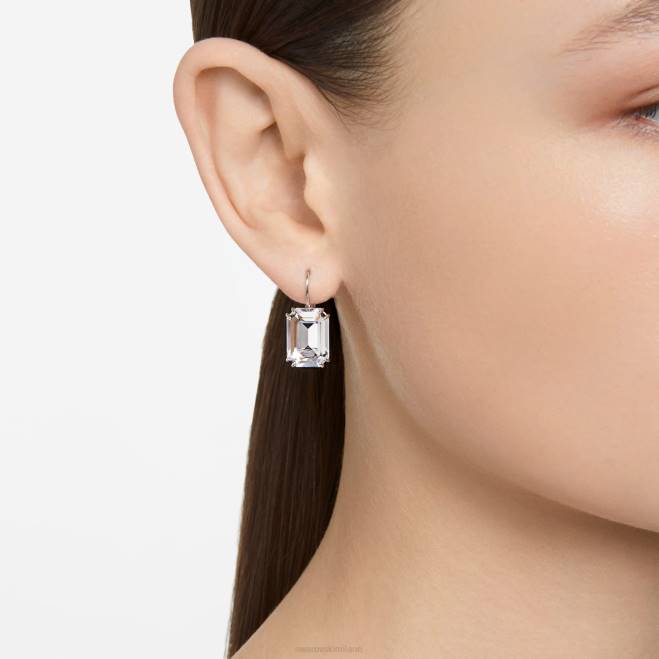 Swarovski DV4B759 gioielleria taglio ottagonale, bianco, placcato rodio orecchini pendenti millenari