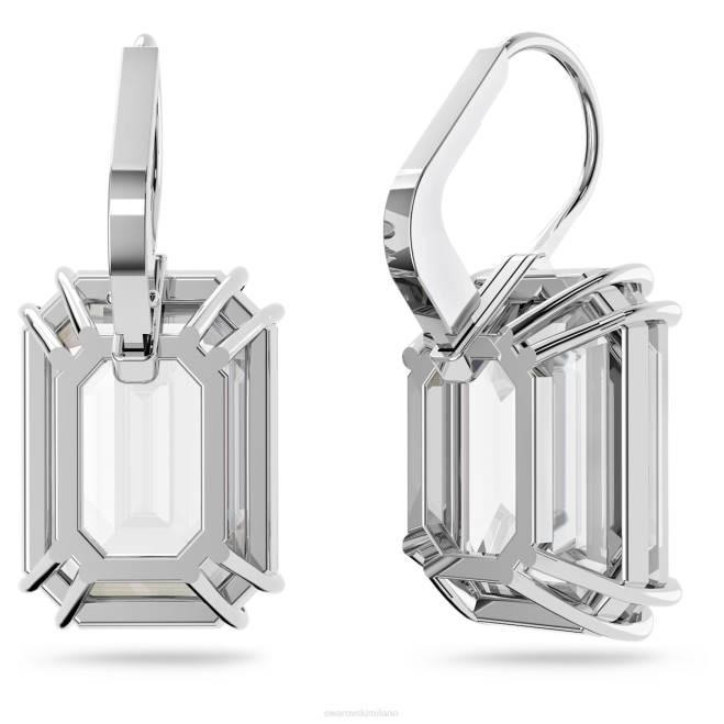 Swarovski DV4B759 gioielleria taglio ottagonale, bianco, placcato rodio orecchini pendenti millenari