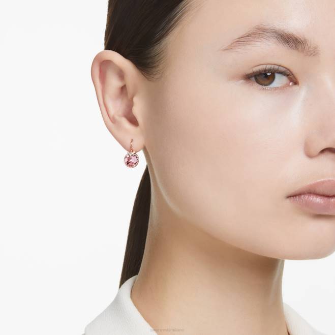 Swarovski DV4B761 gioielleria taglio rotondo, rosa, placcato tonalità oro rosa Orecchini pendenti Bella V