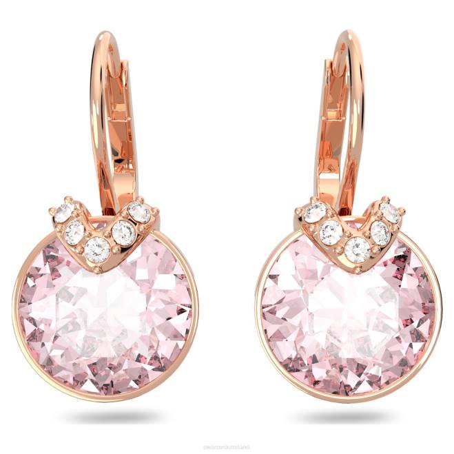 Swarovski DV4B761 gioielleria taglio rotondo, rosa, placcato tonalità oro rosa Orecchini pendenti Bella V