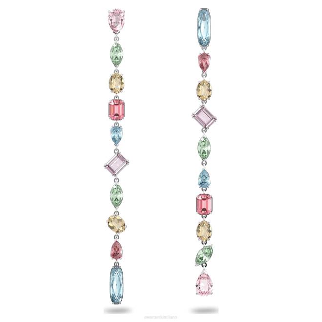 Swarovski DV4B764 gioielleria design asimmetrico, tagli misti, multicolore, rodiato orecchini pendenti gema
