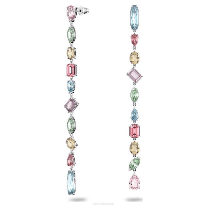Swarovski DV4B764 gioielleria design asimmetrico, tagli misti, multicolore, rodiato orecchini pendenti gema