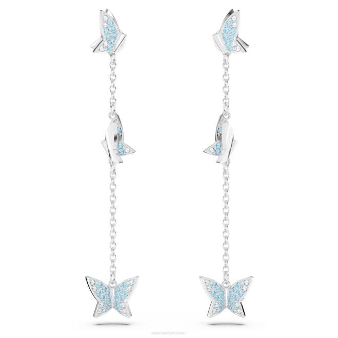 Swarovski DV4B766 gioielleria farfalla, blu, placcato rodio orecchini pendenti lilia