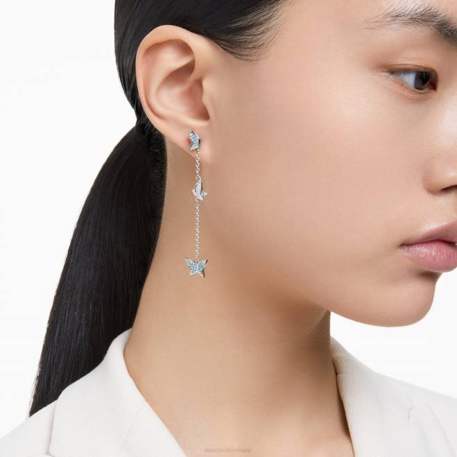 Swarovski DV4B766 gioielleria farfalla, blu, placcato rodio orecchini pendenti lilia
