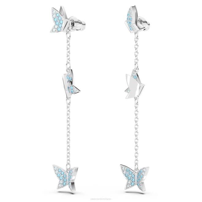 Swarovski DV4B766 gioielleria farfalla, blu, placcato rodio orecchini pendenti lilia