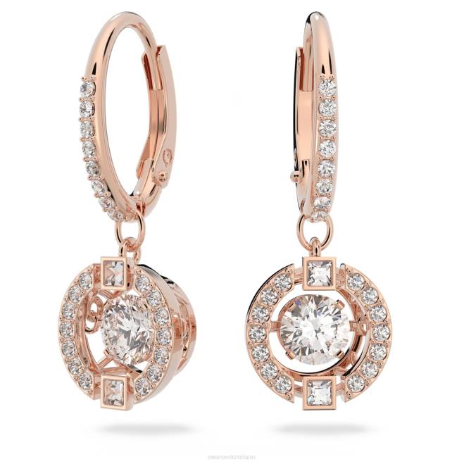 Swarovski DV4B772 gioielleria taglio rotondo, bianco, placcato tonalità oro rosa orecchini pendenti da danza scintillanti
