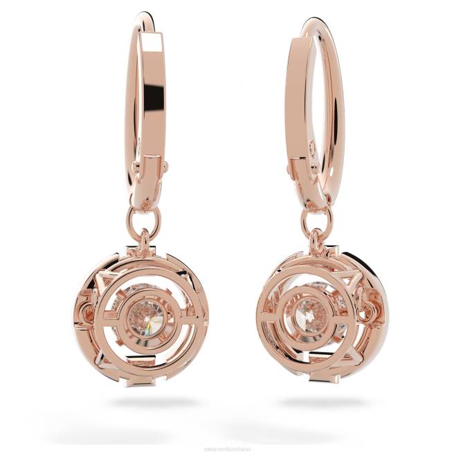 Swarovski DV4B772 gioielleria taglio rotondo, bianco, placcato tonalità oro rosa orecchini pendenti da danza scintillanti