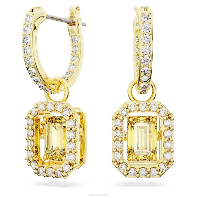 Swarovski DV4B774 gioielleria taglio ottagonale, giallo, placcato color oro orecchini pendenti millenari