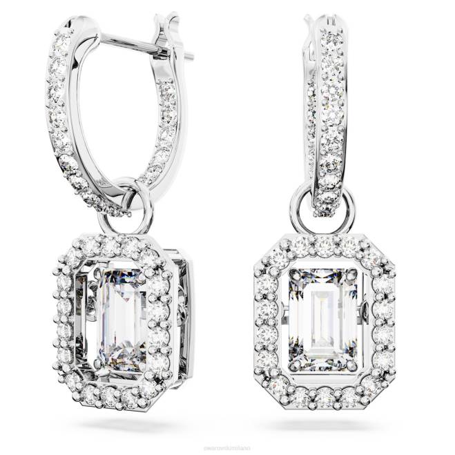 Swarovski DV4B775 gioielleria taglio ottagonale, bianco, placcato rodio orecchini pendenti millenari