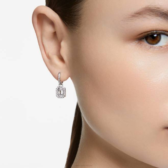 Swarovski DV4B775 gioielleria taglio ottagonale, bianco, placcato rodio orecchini pendenti millenari