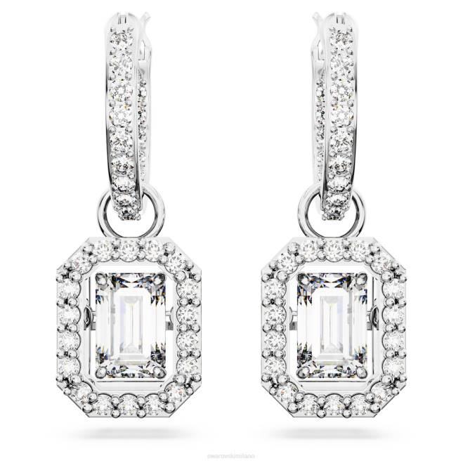 Swarovski DV4B775 gioielleria taglio ottagonale, bianco, placcato rodio orecchini pendenti millenari