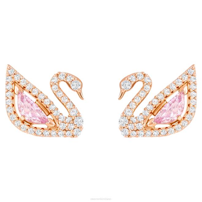 Swarovski DV4B777 gioielleria cigno, rosa, placcato tonalità oro rosa abbaglianti orecchini pendenti con cigno