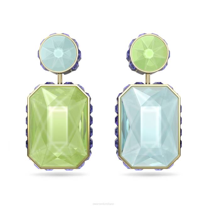 Swarovski DV4B779 gioielleria design asimmetrico, taglio ottagonale, multicolore, placcato color oro orecchini pendenti orbitali